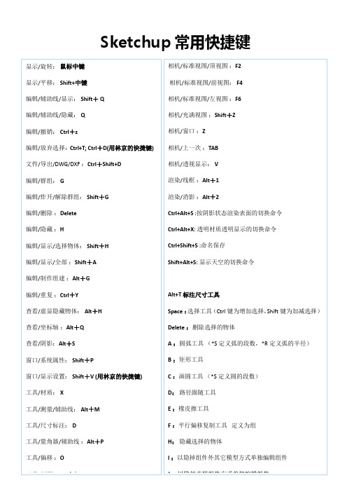 Sketchup常用快捷键(必备)