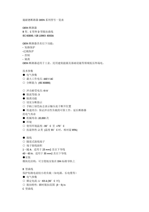 C65N选型 施耐德PLC 最新