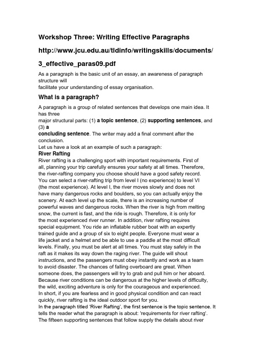 Three writing effective paragraphs