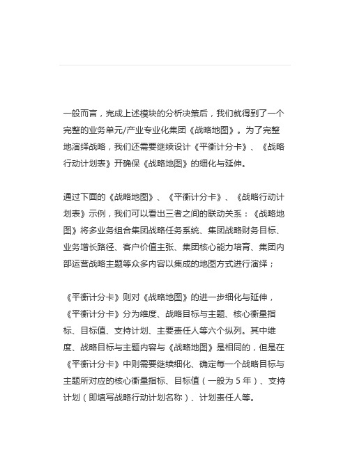 业务单元产业专业化集团战略图、卡、表文件