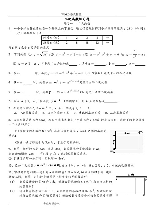 二次函数基础练习试题[含答案解析]