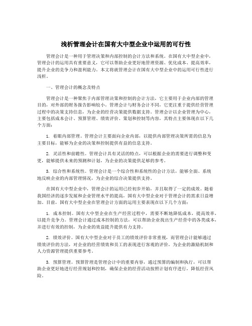 浅析管理会计在国有大中型企业中运用的可行性