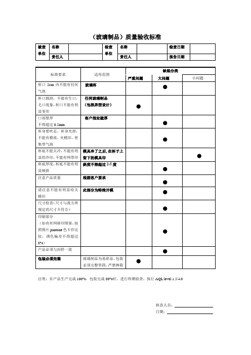 (玻璃制品)质量验收标准