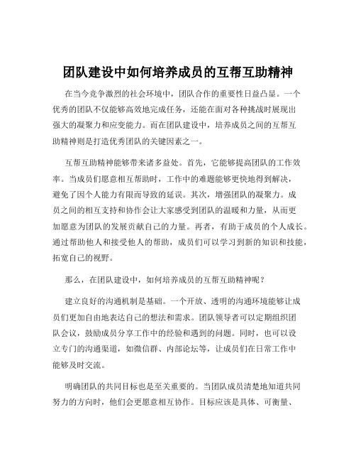 团队建设中如何培养成员的互帮互助精神