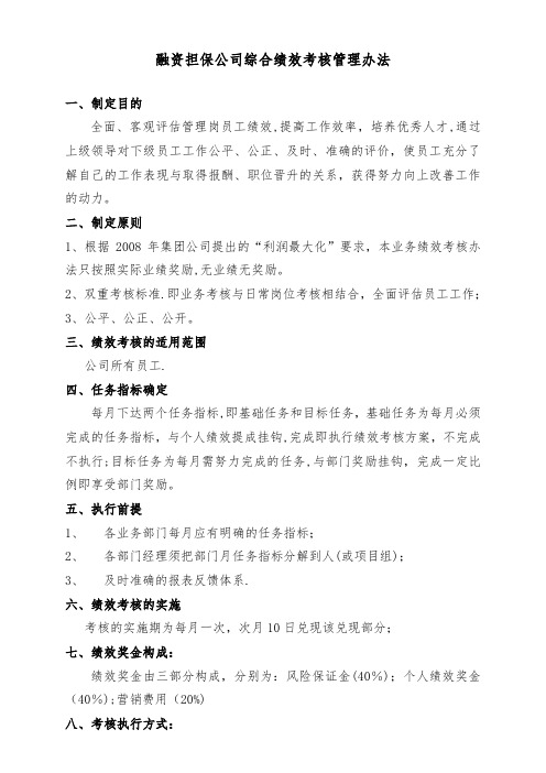 融资担保公司绩效考核办法