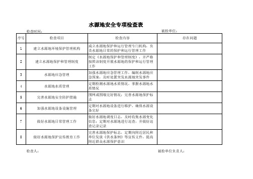 水源地安全检查表