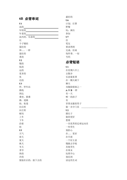 牛津小学英语6B▲必背词汇、短语、句型_2