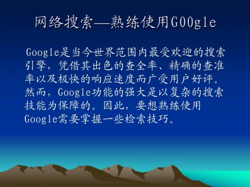 网络搜索—熟练使google