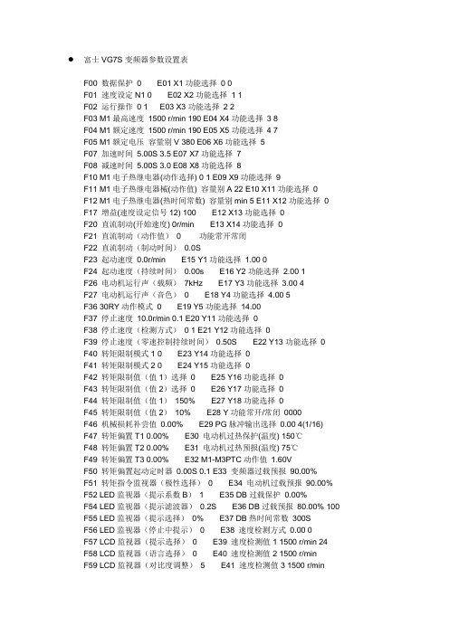 VG7S变频器参数设置表