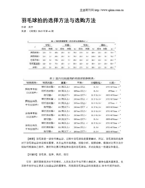 羽毛球拍的选择方法与选购方法