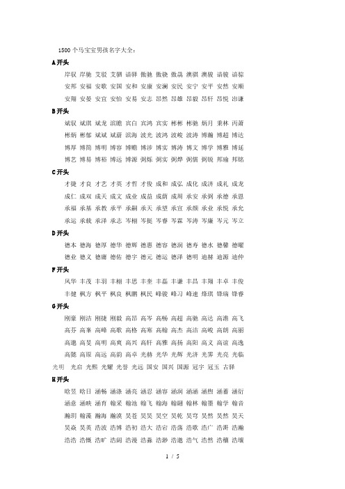 个马宝宝男孩名字大全