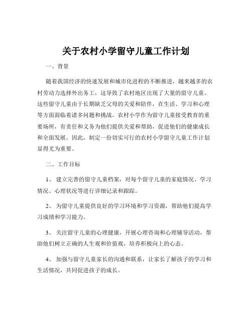 关于农村小学留守儿童工作计划