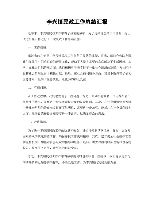 李兴镇民政工作总结汇报