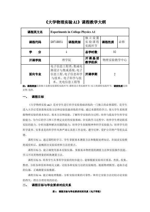 独立设置实验课程实践环节教学 样例