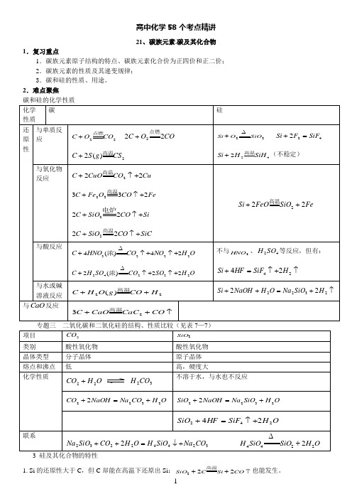 高中化学考点精讲-碳族元素