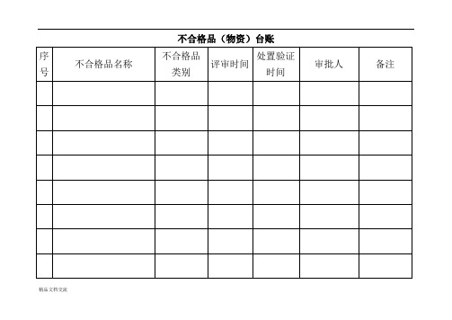 不合格品台账