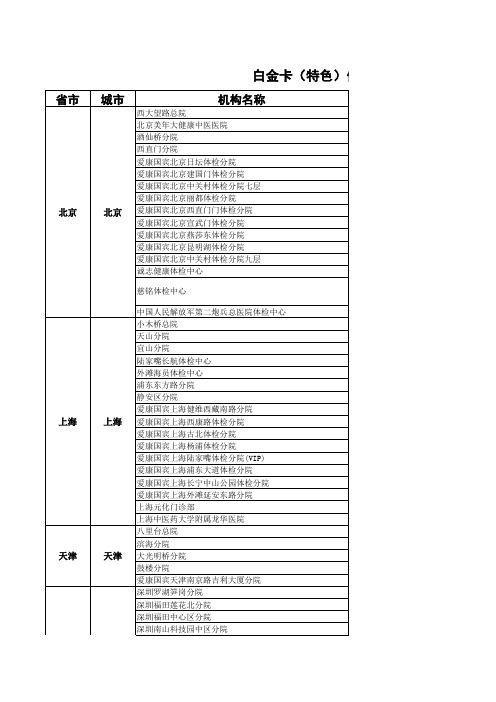 白金卡特色体检机构