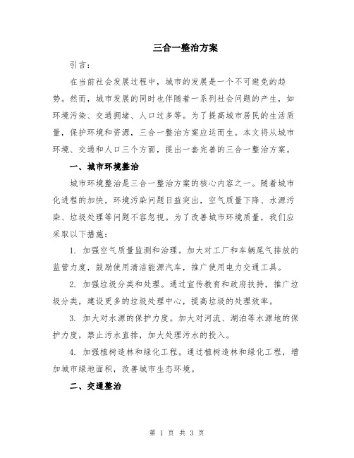 三合一整治方案