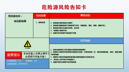 最新高清版低压配电箱危险源风险告知卡