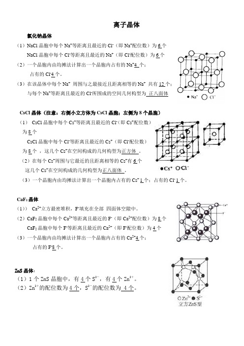 (完整版)常见晶胞模型