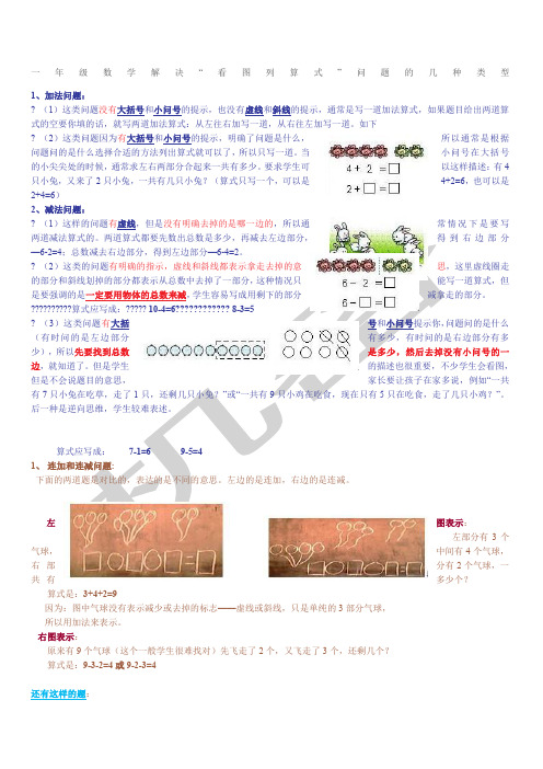 一年级数学看图列式常见题型及练习