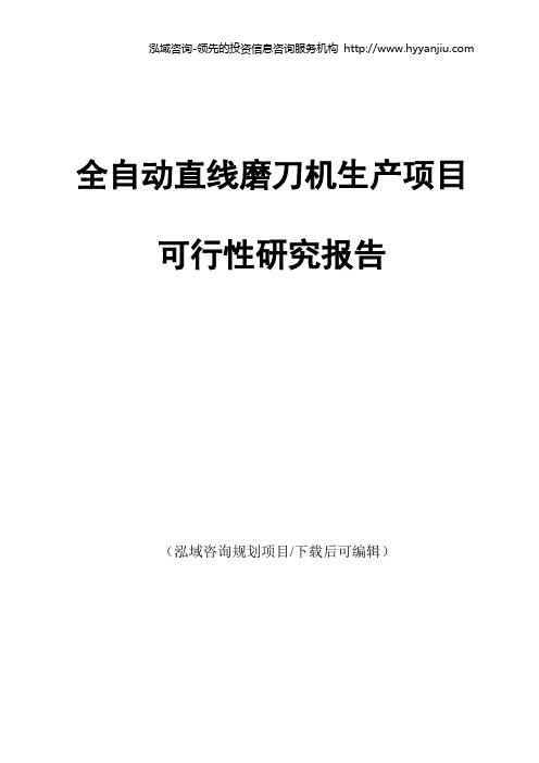 全自动直线磨刀机生产项目可行性研究报告