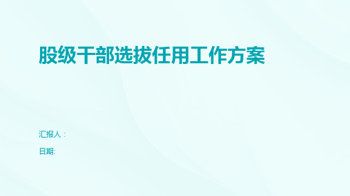 股级干部选拔任用工作方案