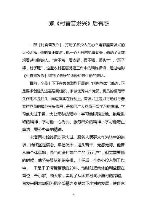 观《村官普发兴》后有感
