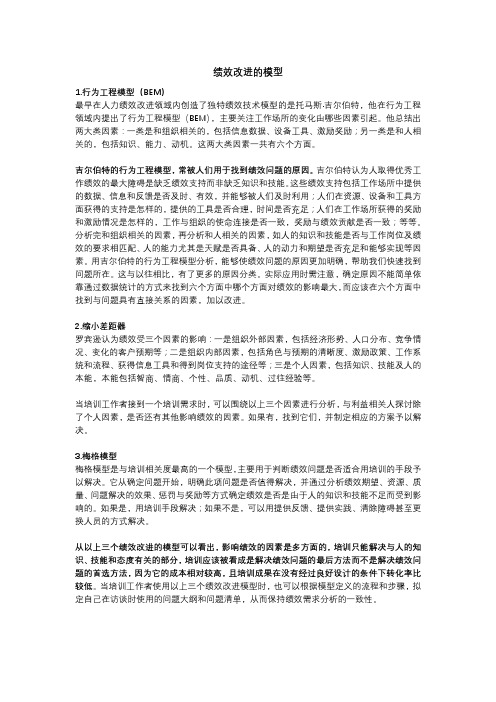 绩效改进的模型