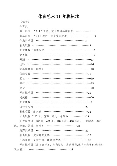 体育艺术21考核标准