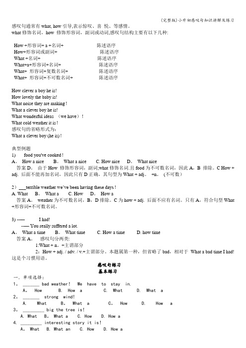 (完整版)小升初感叹句知识讲解及练习