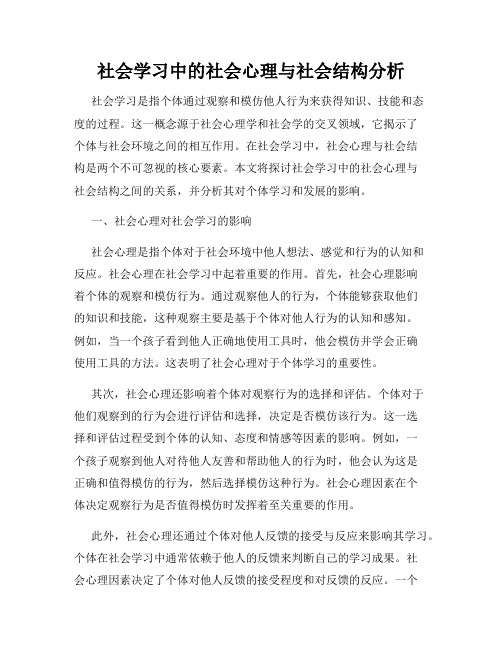 社会学习中的社会心理与社会结构分析