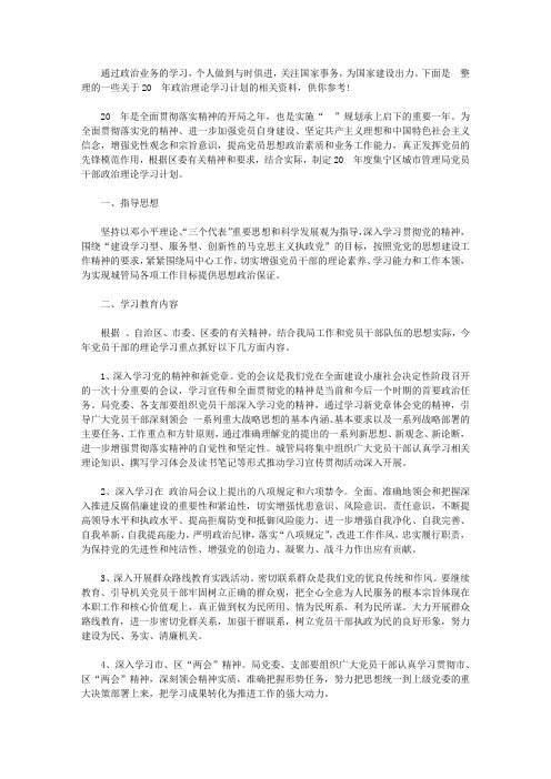 2020年政治理论学习计划【精选】