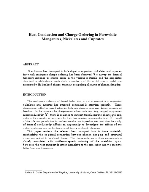 Heat Conduction and Charge Ordering in Perovskite Manganites, Nickelates and Cuprates