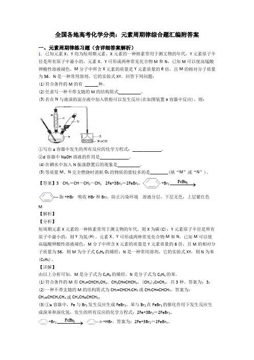 全国各地高考化学分类：元素周期律综合题汇编附答案