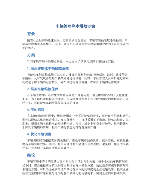 车辆管理降本增效方案