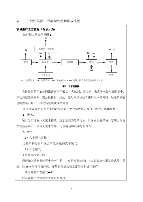 主要污染源污染物处理和排放流程