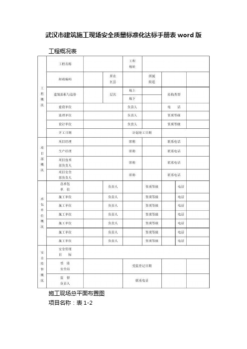 武汉市建筑施工现场安全质量标准化达标手册表word版