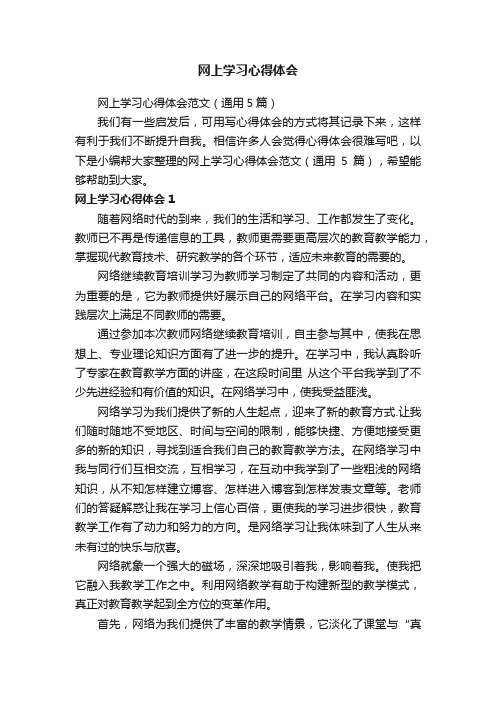 网上学习心得体会范文（通用5篇）