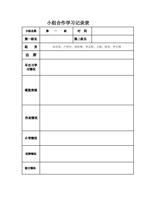 小组合作学习讨论记录表