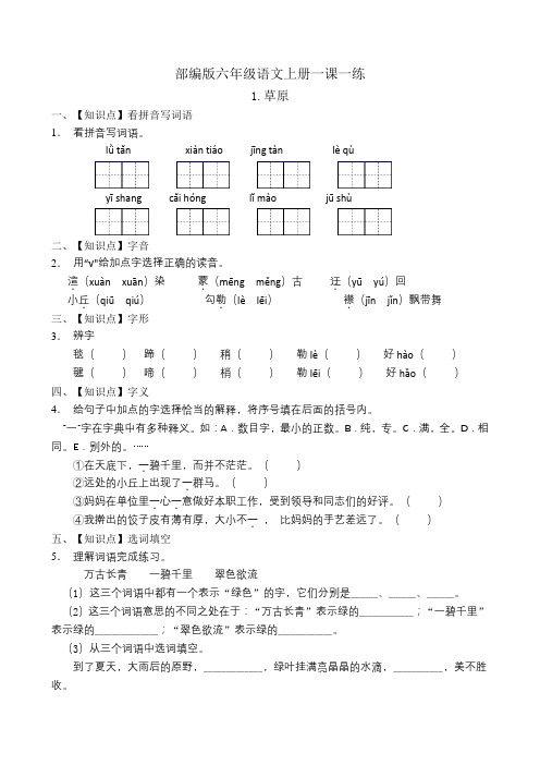 部编版六年级语文上册课课练