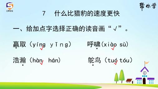 (最新部编教材)五年级语文上册课堂练习、作业设计附答案：什么比猎豹的速度更快