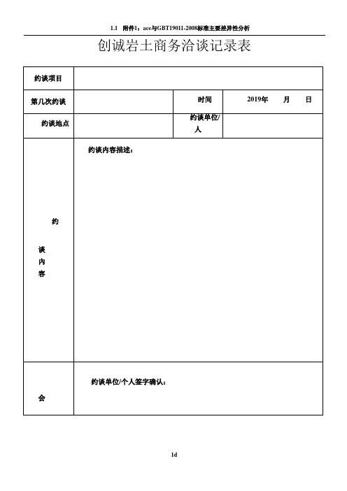 商务洽谈记录表