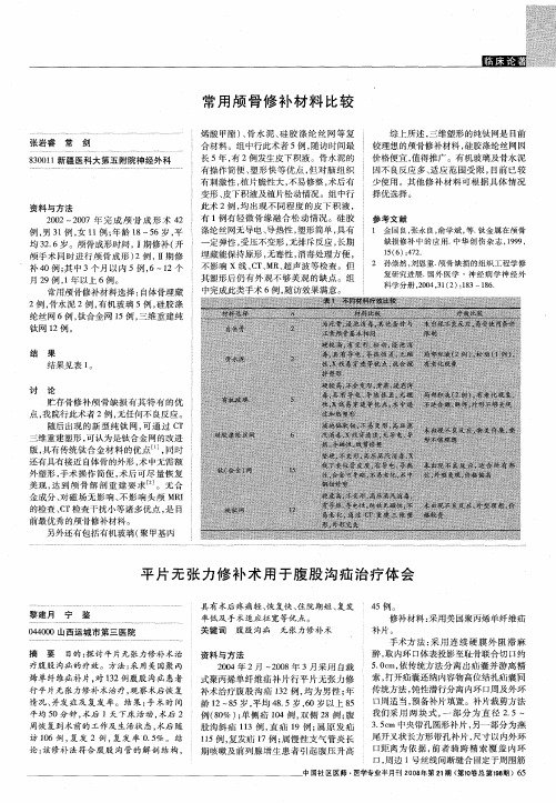 平片无张力修补术用于腹股沟疝治疗体会