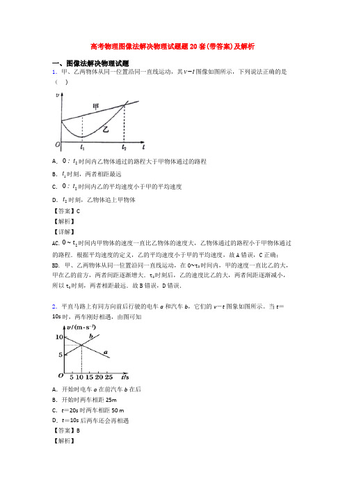 高考物理图像法解决物理试题题20套(带答案)及解析