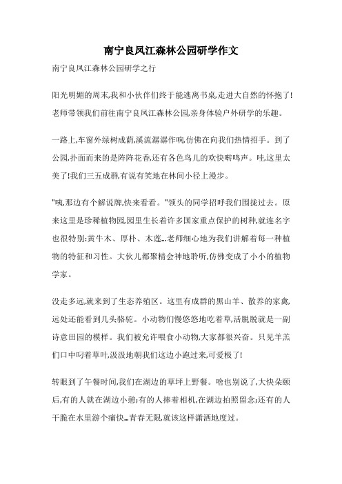 南宁良凤江森林公园研学作文