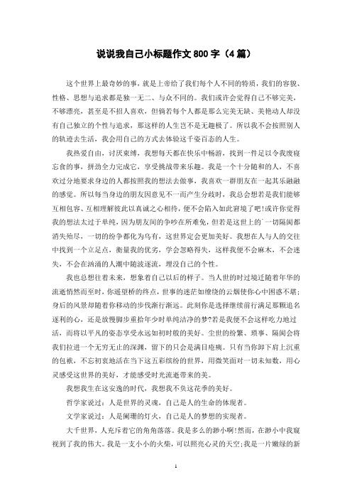 说说我自己小标题作文800字(4篇)