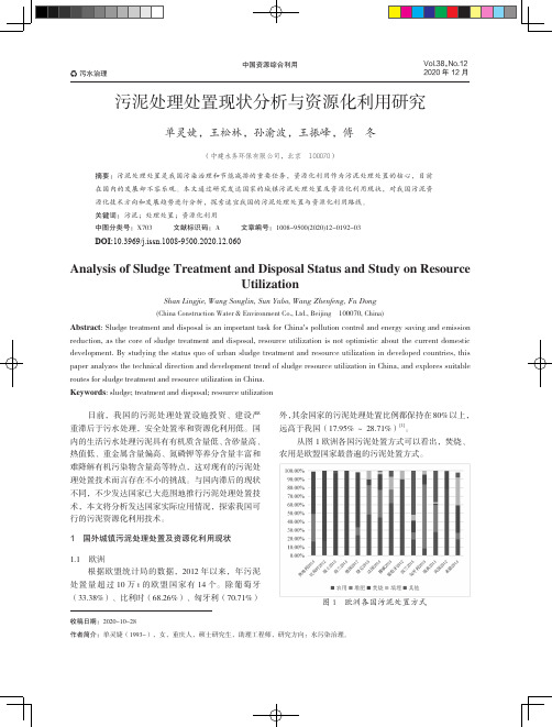 污泥处理处置现状分析与资源化利用研究