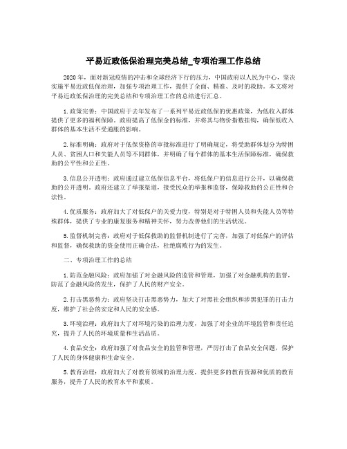 平易近政低保治理完美总结_专项治理工作总结