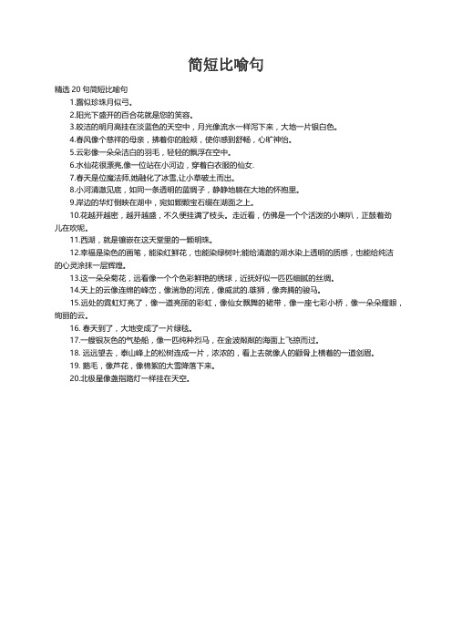 精选20句简短比喻句